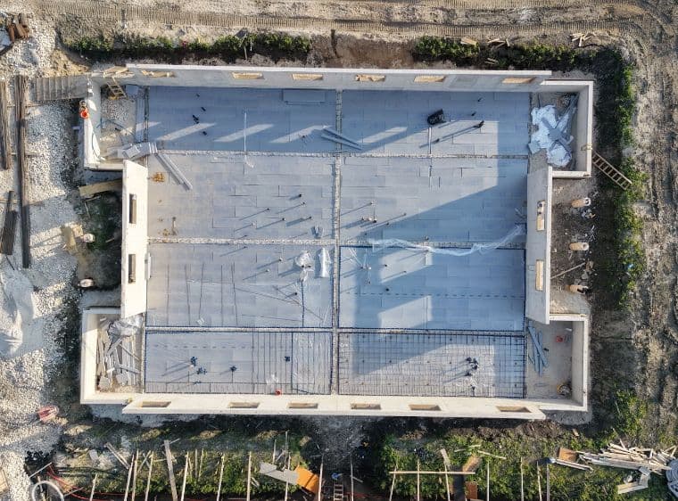 In-slab plumbing at 3 Elm Drive before the pour